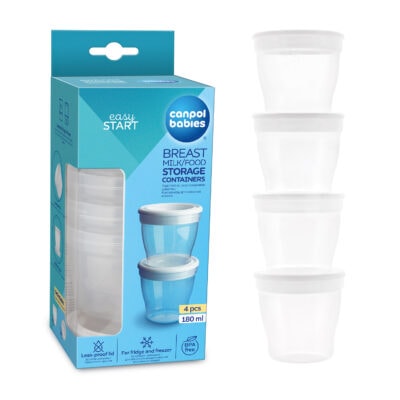 Canpol 4 Pots de Conservation Lait Maternel et des Aliments 180ml 12/204
