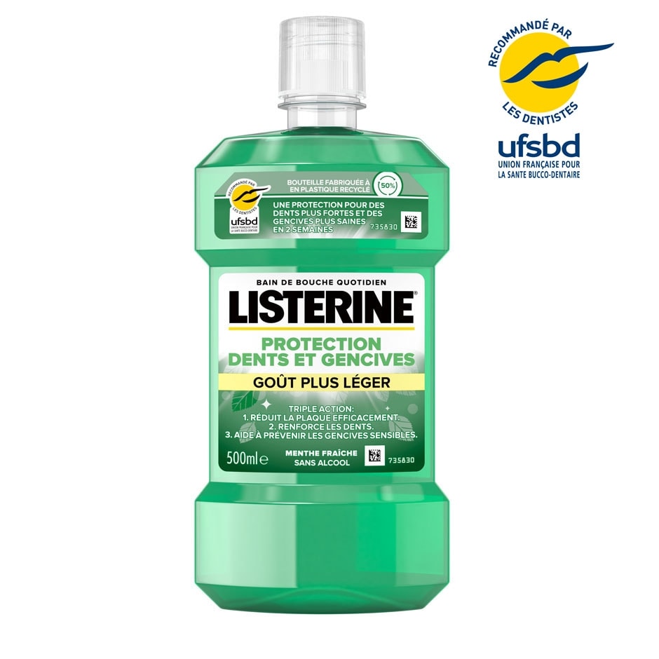 Listerine bain bouche protection dents/gencives gout leger 500 ml