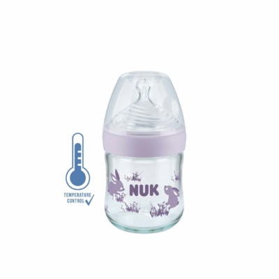 NUK Biberon Nature Sense Avec Temperature Control En Verre Lilas 120 ml