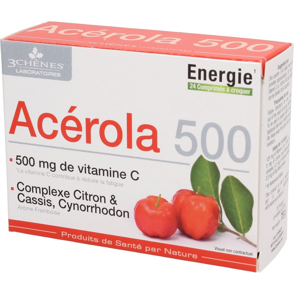 Complément Alimentaire Acerola Forte 500mg - Vitamine C Naturelle - 120 Comprimés Progress Labs
