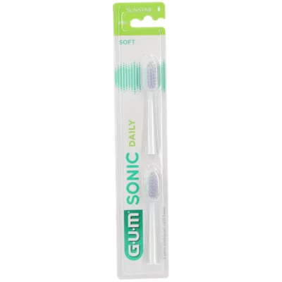 Gum sonic daily recharges brosse à dents blanche souple, 2 unités 4110