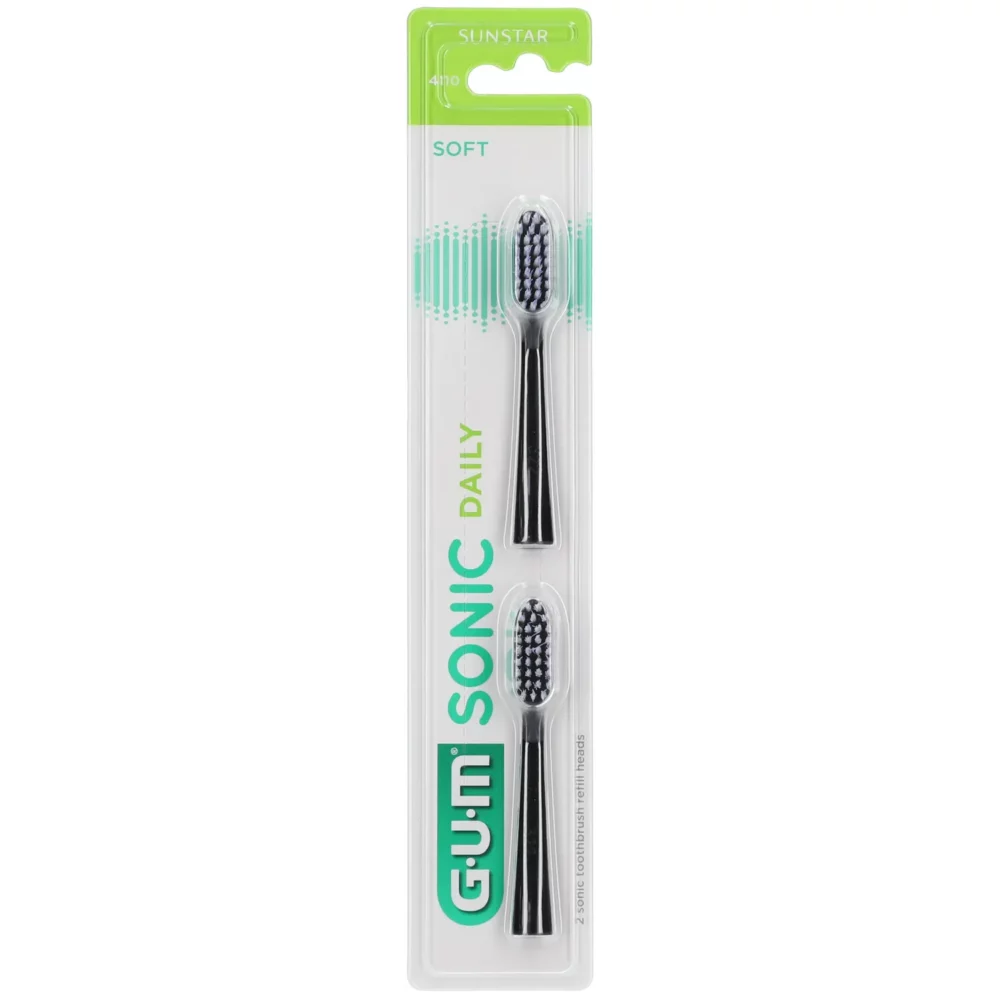 Gum sonic daily recharges brosse à dents noire souple, 2 unités 4110