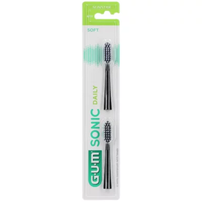 Gum sonic daily recharges brosse à dents noire souple, 2 unités 4110
