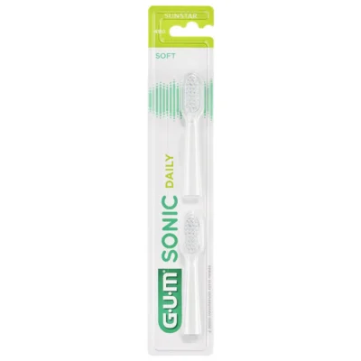 GUM Sonic Daily Recharges Brosse à Dents Blanche Souple, 2 Unités 4110