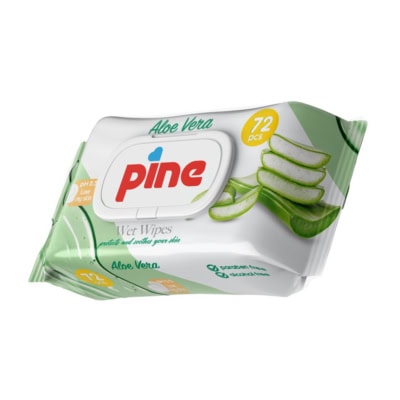 PINE Lingettes Humides à l'extrait d'Aloe Vera 72 pcs