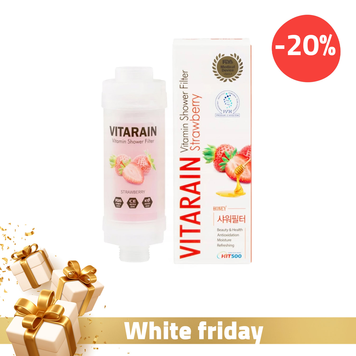 Vitarain filtre de douche à la vitamine à la fraise Vitarain filtre de douche à la vitamine à la fraise