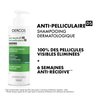 Vichy dercos shampoing traitant anti-pelliculaire cheveux normaux à gras 390ml