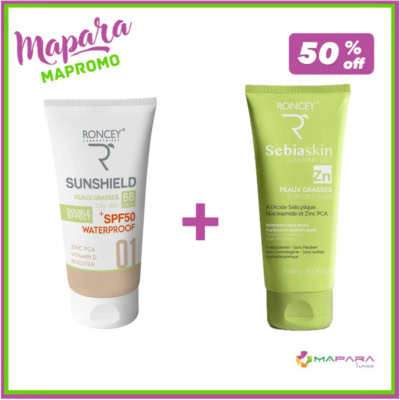Roncey coffret sunshield teinte 01 et sebiaskin pour peaux grasses -50%