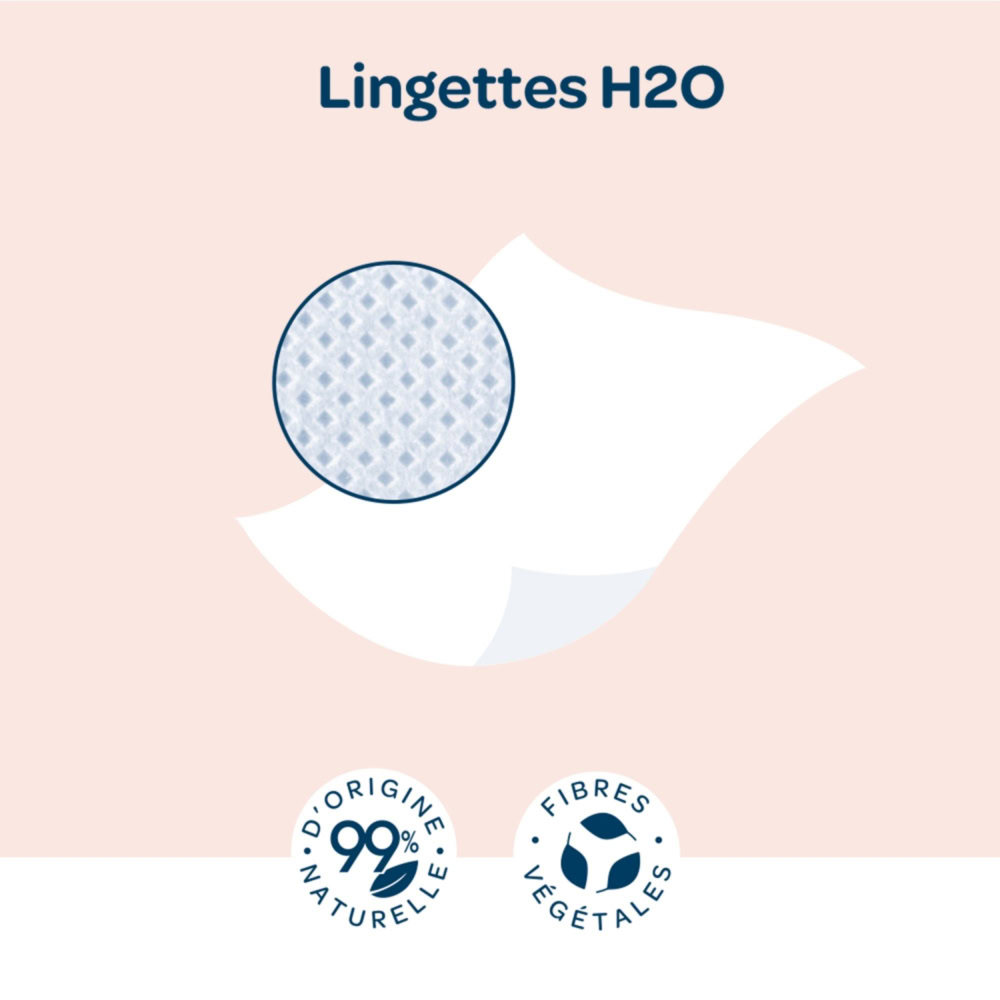 Biolane lingettes nettoyantes h2o à l'eau pour bébé 72 lingettes
