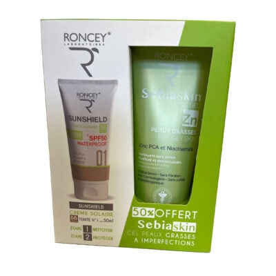 Roncey coffret sunshield teinte 01 et sebiaskin pour peaux grasses -50%