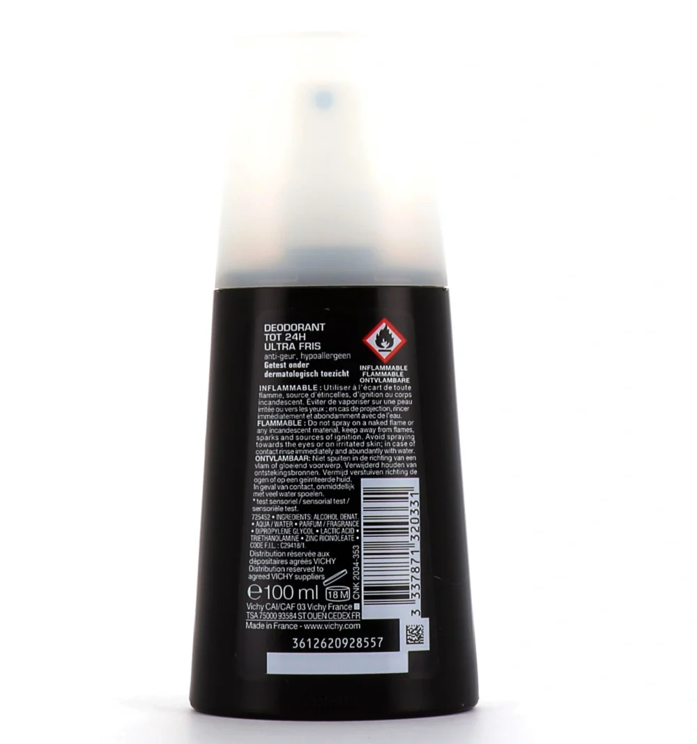 Vichy homme déodorant vaporisateur ultra-frais 100ml