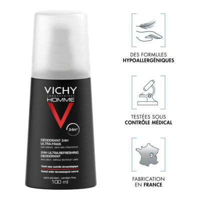 Vichy homme déodorant vaporisateur ultra-frais 100ml