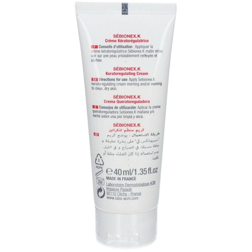 Acm sébionex k crème kératorégulatrice 40ml