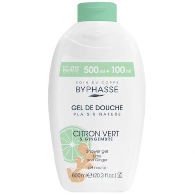 Byphasse Gel Douche Plaisir Nature Citron Vert et Gingembre 600ml