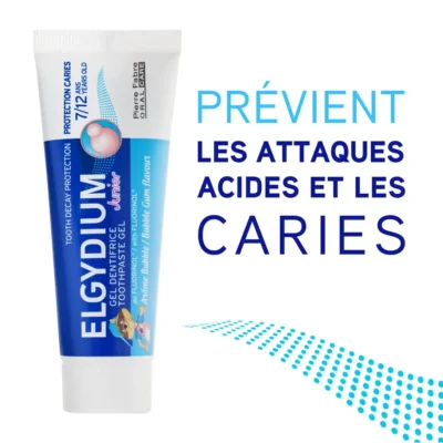 Elgydium junior gel dentifrice protection caries 7/12 ans arôme bubble 50ml