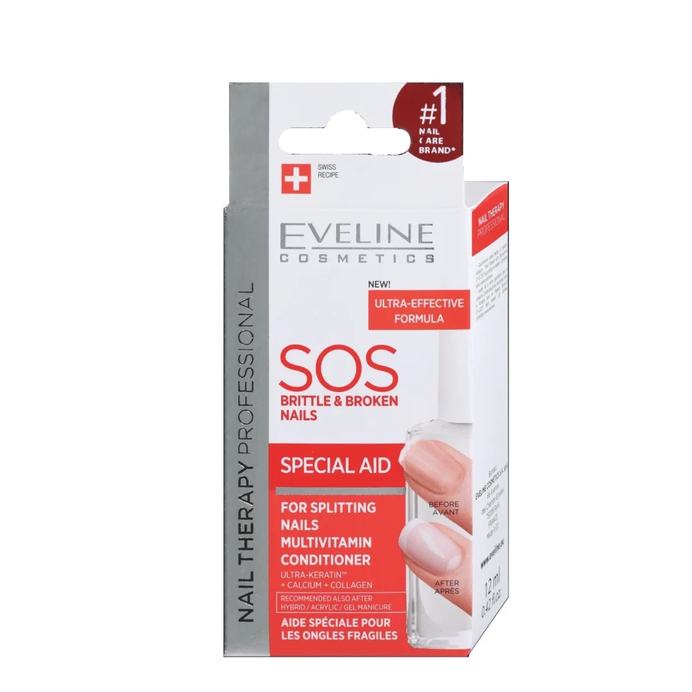 Eveline sos durcissant fortifiant avec calcium et collagène traitement réparateur 12 ml