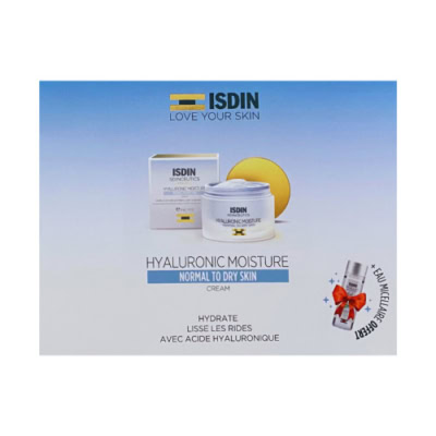 ISDIN Coffret Creme Hydratante à L'acide Hyaluronique Peaux Normales à Seches 50g + Eau Micellaire 30ml (Offert)