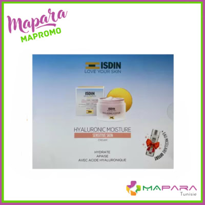 Isdin coffret creme hydratante à l'acide hyaluronique peaux sensibles 50g + eau micellaire 30ml (offert)