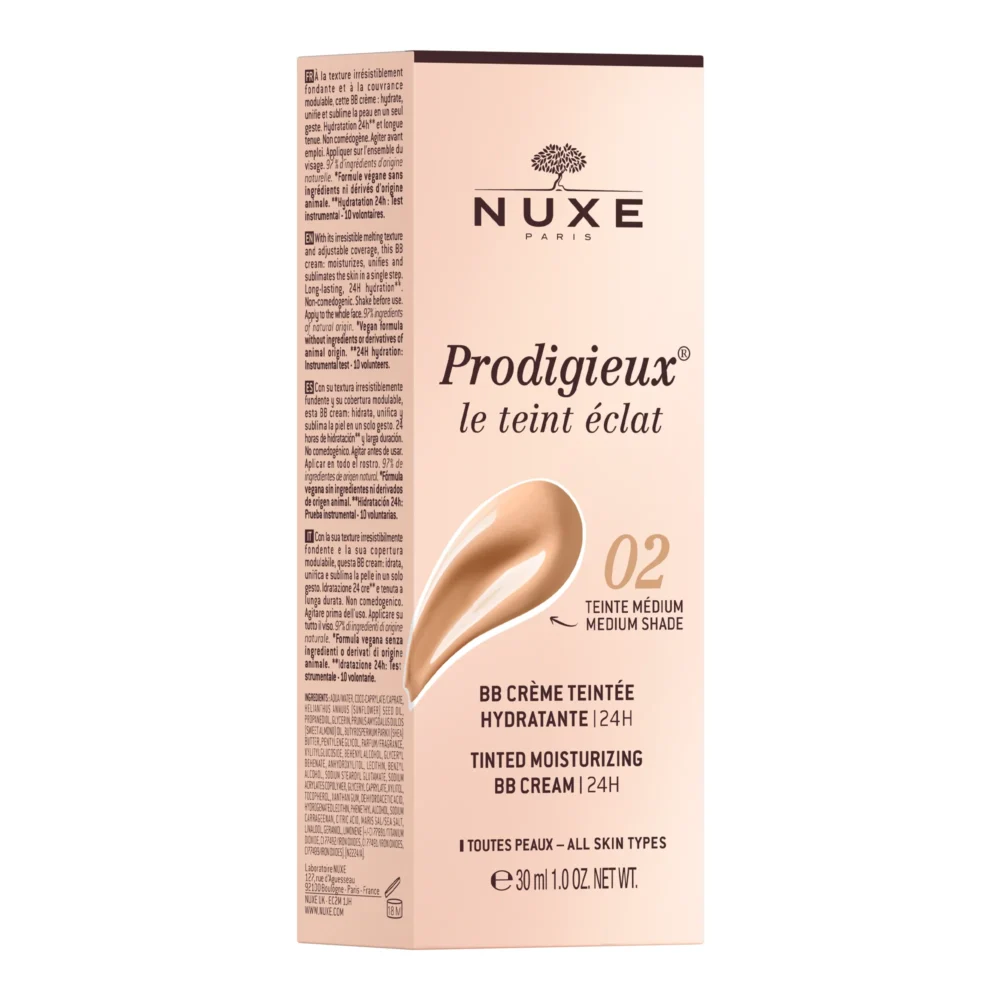 Nuxe prodigieux le teint eclat bb crème teintée hydratante 24h 02 medium 30ml