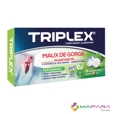 Triplex Maux de Gorge Menthe 16 Comprimes