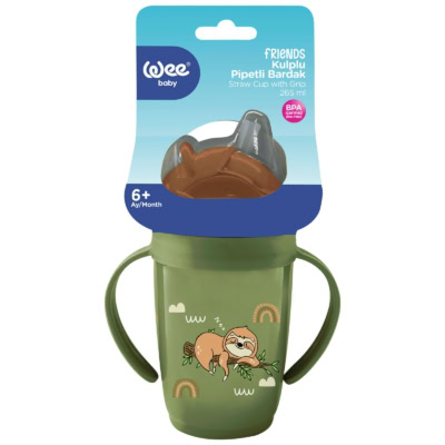 Wee baby gobelet friends avec paille et anses 265ml