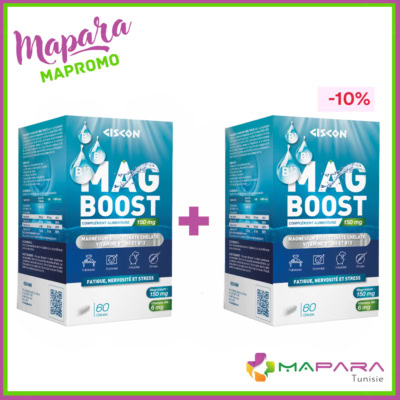 Lot énergie et sérénité : 2 x magboost magnésium bisglycinate 60 gélules