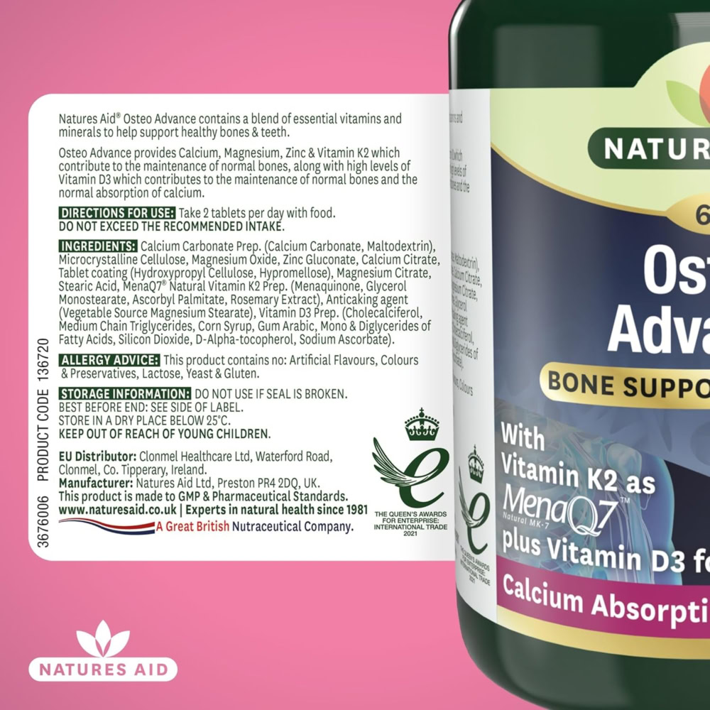 Natures aid osteo advance 60 comprimés