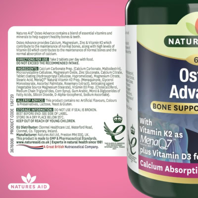 Natures aid osteo advance 60 comprimés