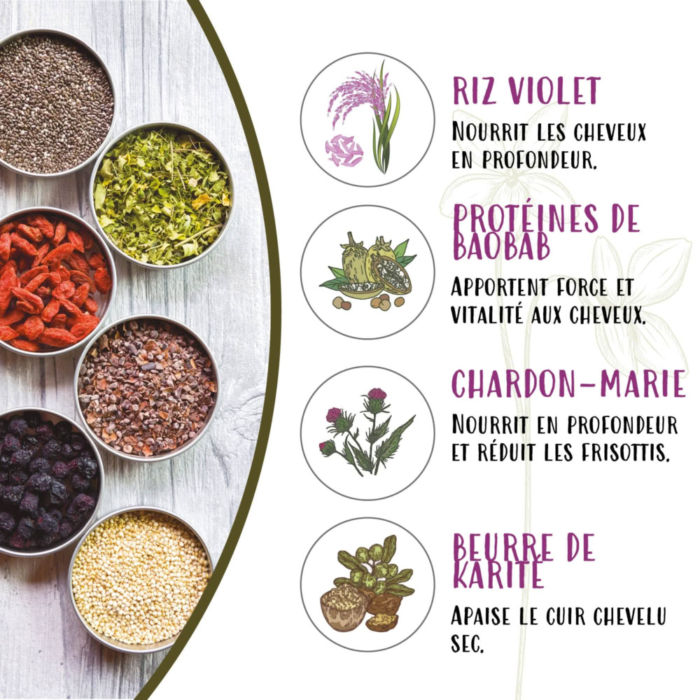 Naturtint masque capillaire hydratant purple rice 150ml