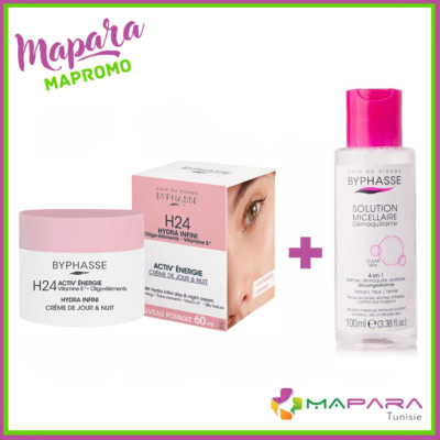 Byphasse crème hydra infini 24h jour & nuit 60ml + solution micellaire démaquillante 100ml (offerte)