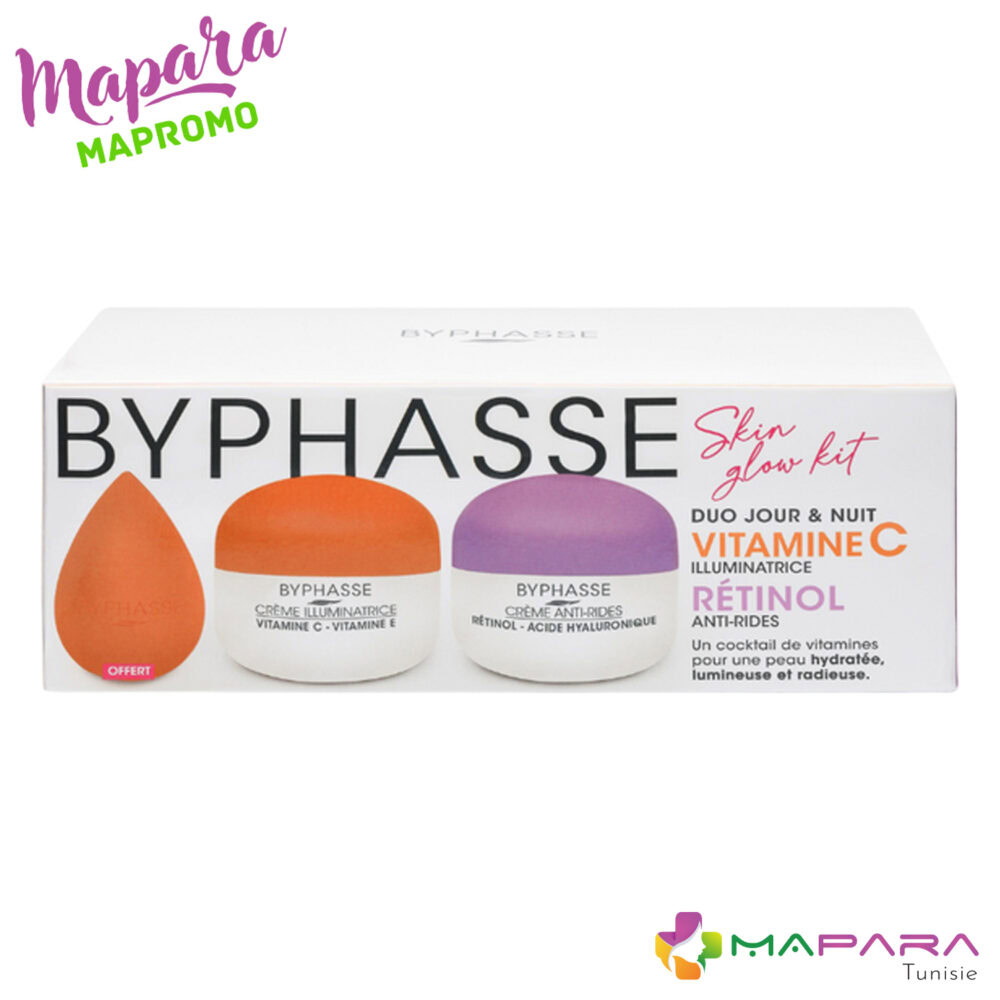 Byphasse set crèmes skin booster rétinol et vitamine c + beauty blender (offert)
