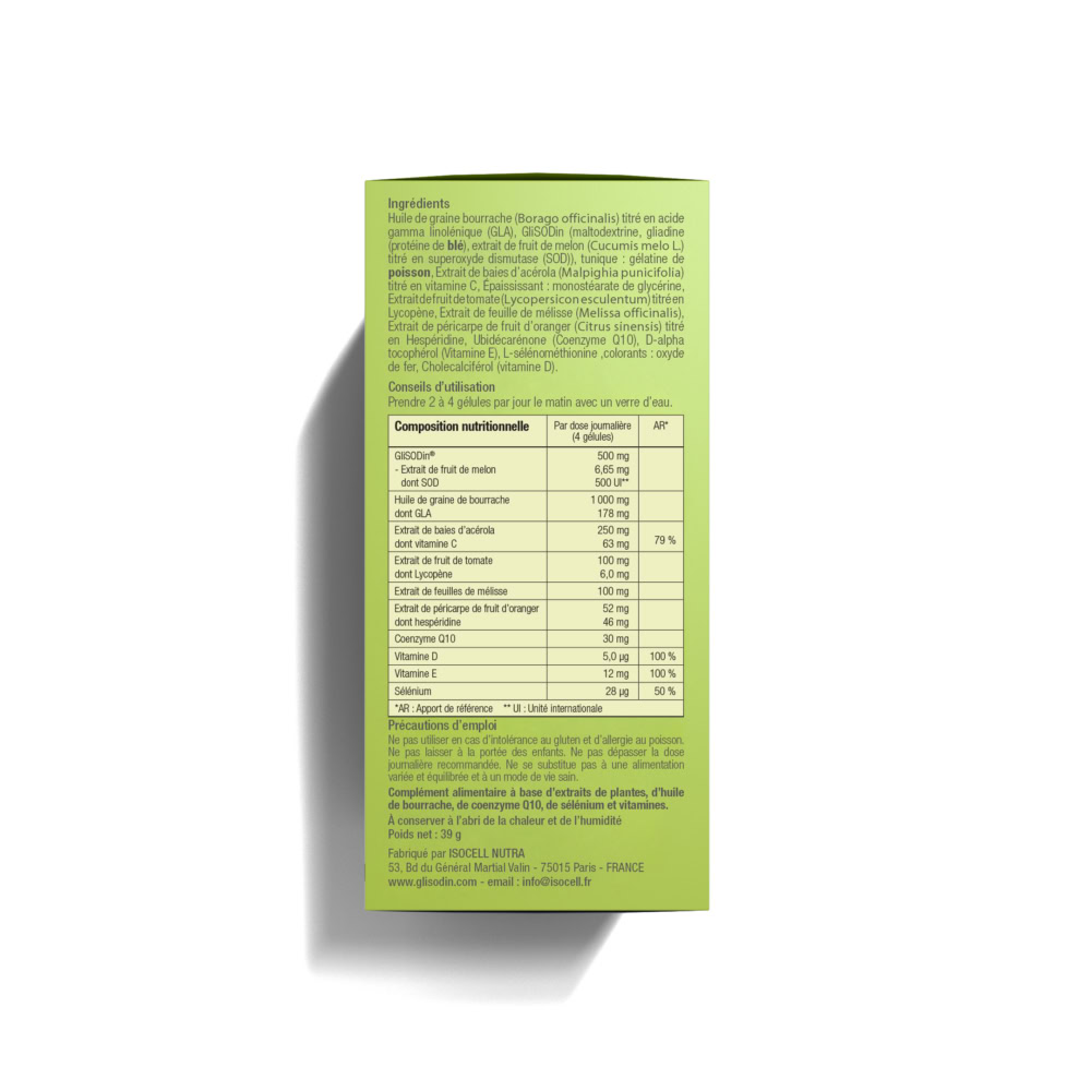 Glisodin eclat de la peau 60 gélules
