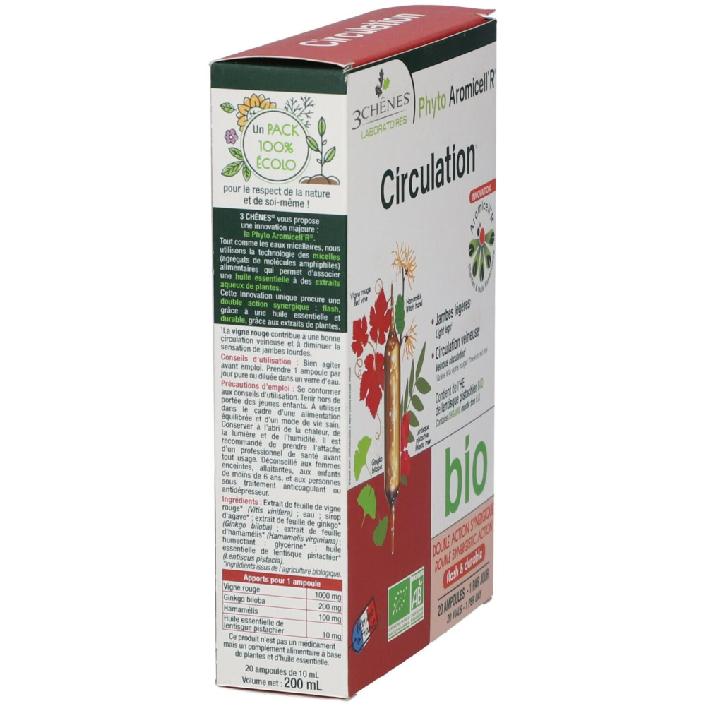 3 chenes phyto aromicellr circulation bio 20 ampoules