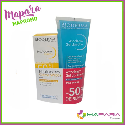 Bioderma Pack Photoderm Creme SPF50 + Atoderm Gel Douche 200ml -50%