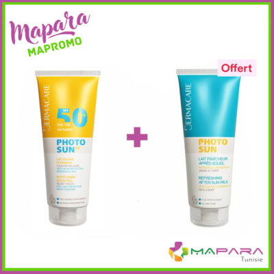 Dermacare Photosun Lait Solaire SPF50+ 200ml + Lait Apres Soleil 200ml Offert