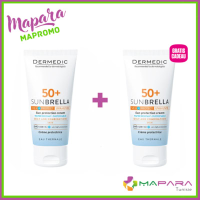 Dermedic Sunbrella Creme Solaire SPF50+ Peaux Mixte à Grasse 40ml (2eme Offert)