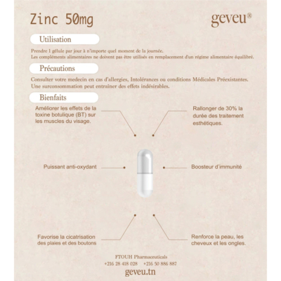 Geveu Zinc 50mg 30 gelules