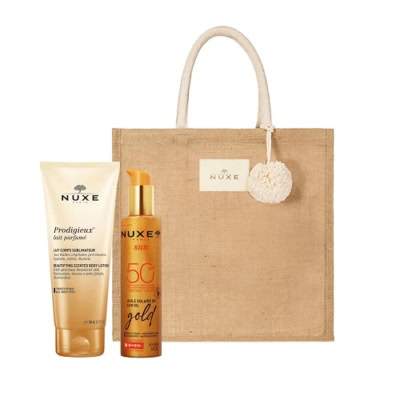 Nuxe Sac Sun Huile Solaire Or Sun Oil Gold 150ml + Prodigieux Lait Corps 200ml(Offert)
