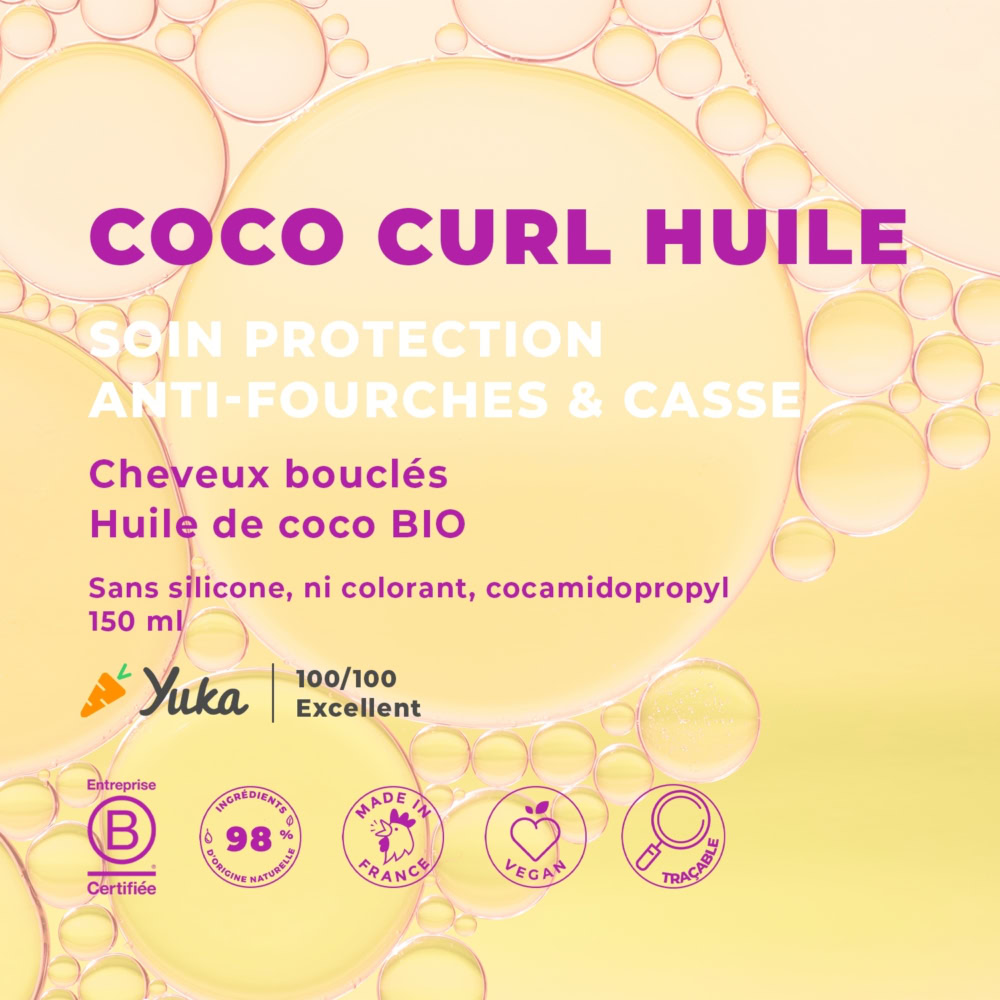 Energie fruit coco curl huile anti-fourche et casse cheveux ondulés à bouclés 150ml