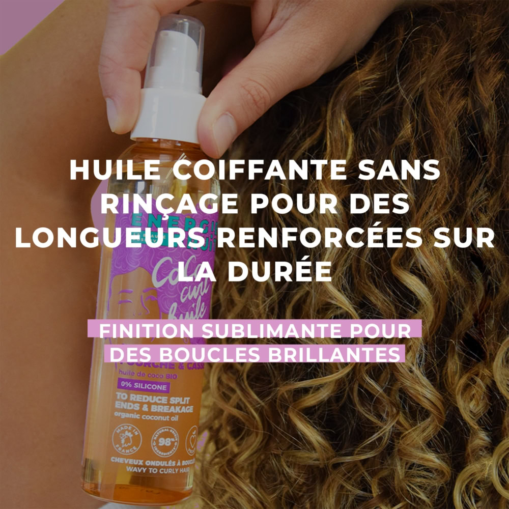 Energie fruit coco curl huile anti-fourche et casse cheveux ondulés à bouclés 150ml