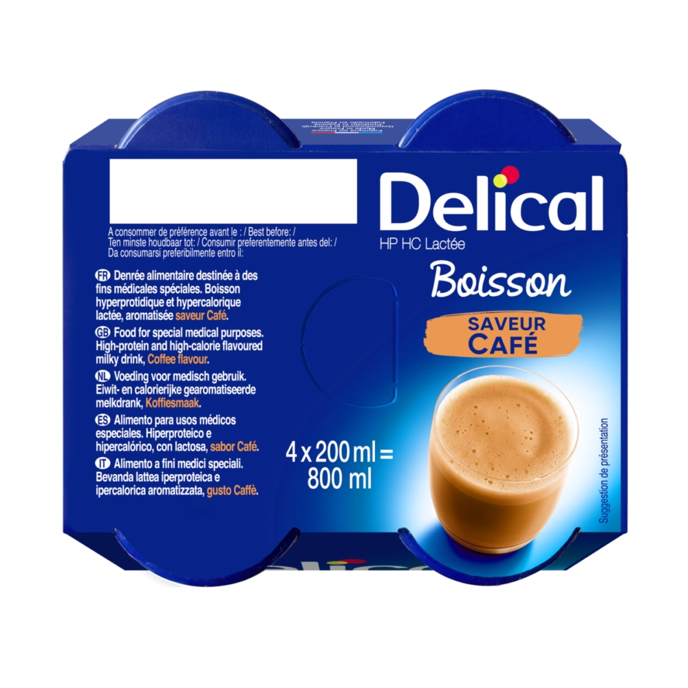 Delical boisson hp hc lactée saveur café 4 x 200ml