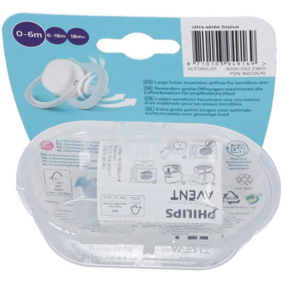Avent philips sucette ultra air collection happy garçon 0-6 mois