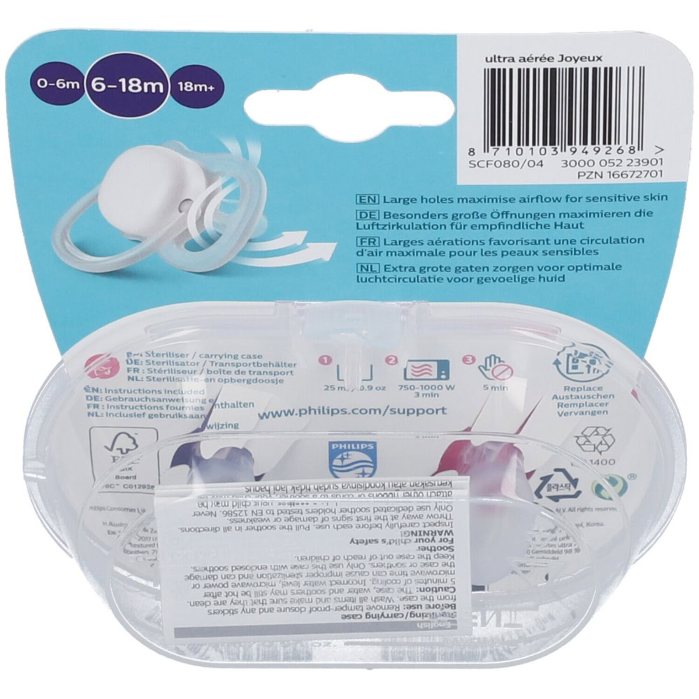 Avent philips sucette ultra air collection papa ballon 6-18 mois