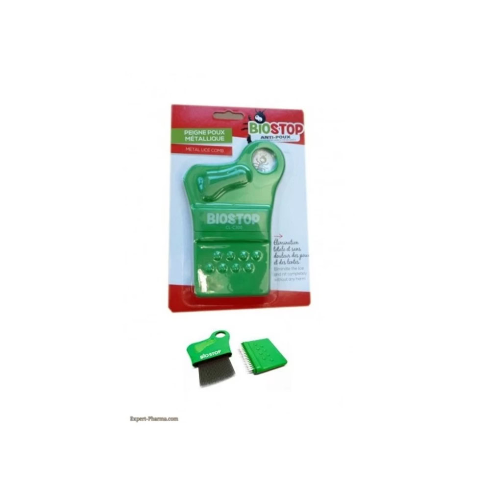 Biostop anti poux peigne métalique avec loupe