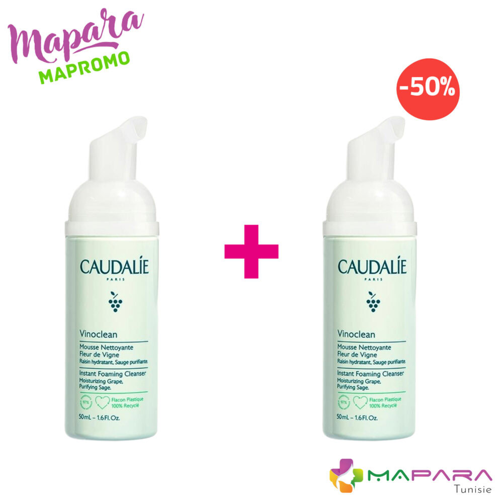 Caudalie vinoclean mousse nettoyante fleur de vigne lot de 2 x 150ml (-50%)