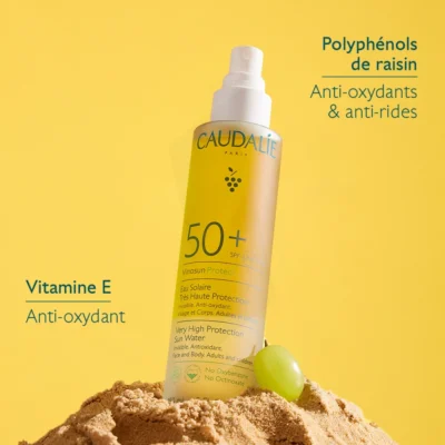 Caudalie vinosun protect eau solaire très haute protection spf50+ 150ml