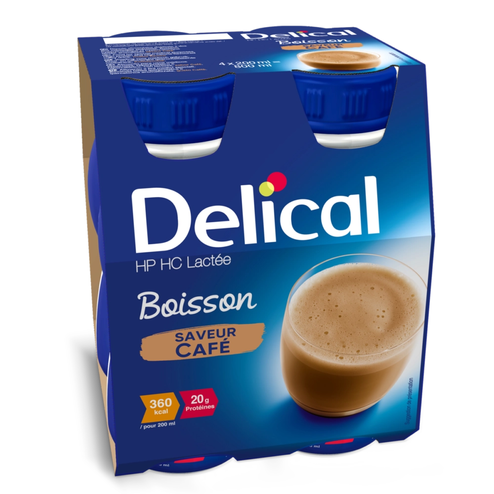 Delical boisson hp/hc lactée saveur café 4 x 200ml