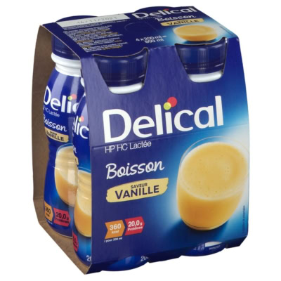 Delical boisson hp hc lactée saveur vanille 4 x 200ml