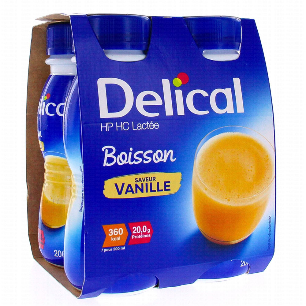 Delical boisson hp hc lactée saveur vanille 4 x 200ml