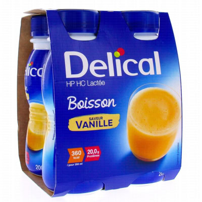 Delical Boisson HP HC Lactée Saveur Vanille 4 x 200ml